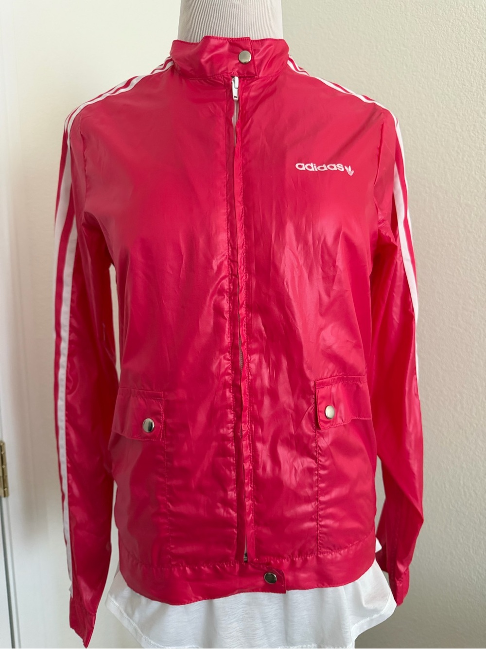 NWT Vintage 2005 Adidas Pink Glossy Breaker Windbreaker Jacket - Picture 4 of 13